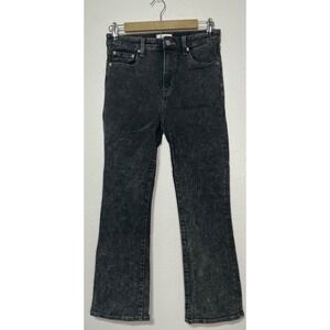 Pistola Lennon High Rise Boot Cut Cropped Black Acid Wash Ankle Jeans 26 Grunge